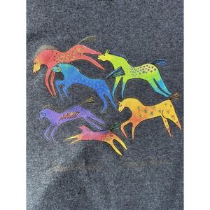 Vintage Laurel Burch Shirt Womens Large Gray Horse Graphic Fleece Crewneck